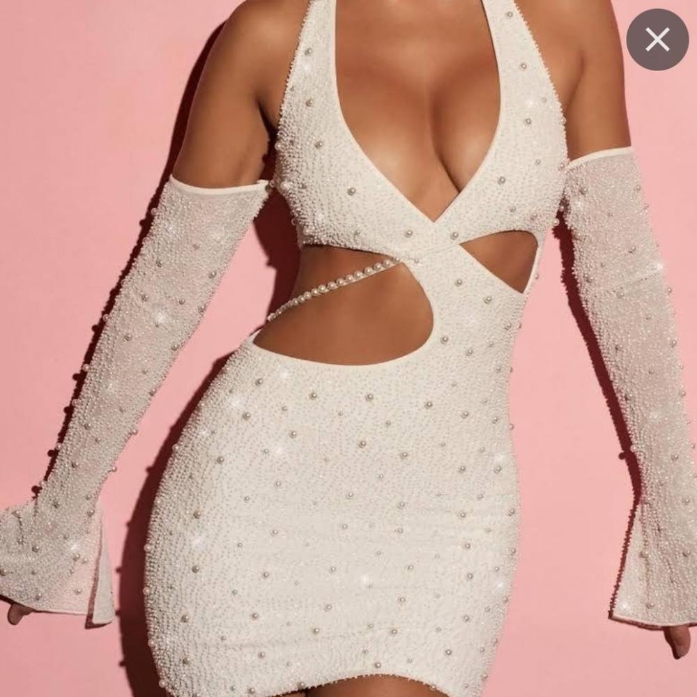 Oh Polly yellow beaded dress